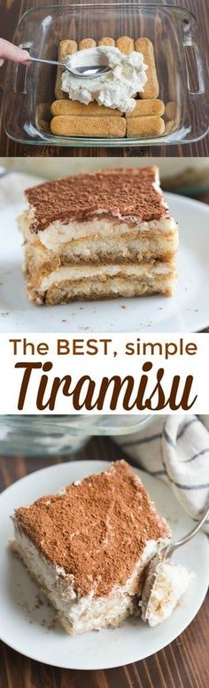 the best simple tiramsi dessert is made with only three ingredients and it's so good to eat