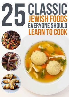 the cover of 25 classic jewish foods everyone should learn to cook, including dumplings