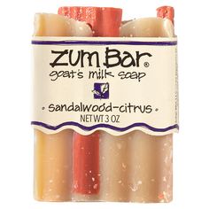 Zum Bar Goat's Milk Soap is a natural, cleansing soap bar full of plant-packed ingredients,  goat's milk, and aromatic essential oil blends to fit any mood. Every bar of soap is made by hand in small batches, ensuring that every bar is high-quality and unique.Scented with Essential OilsPremium Plant-Packed IngredientsGoat's Milk Helps Nourish SkinParaben-Free and Phthalate-Free Zum Does not Test on AnimalsHandmade in Small Batches in the USASandalwood-Citrus: Woodsy & Citrusy, this balsamic blen