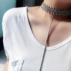 Material: Crystal Style: Personality Glamorous Alloy Jewelry For Party, Glamorous Alloy Party Jewelry, Choker Chain Jewelry For Night Out, Chic Silver Body Chain For Party, Glamorous Silver Body Jewelry For Party, Glamorous Party Choker Jewelry, Party Rhinestone Alloy Choker Necklace, Glamorous Party Clavicle Chain Jewelry, Glamorous Rhinestone Clavicle Chain Necklace