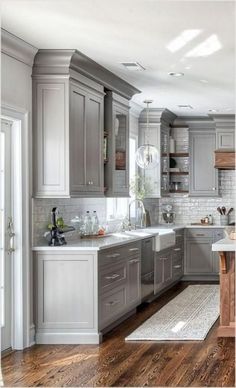 Like You'd In A Cozy Bed Room, Pile On Prints To Your Heart'S Want, Beginning With An Accent Wall... Dapur Rustic, Farmhouse Kitchen Backsplash, Refacing Kitchen Cabinets, Kabinet Dapur, New Kitchen Cabinets, Kitchen Farmhouse