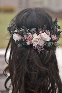 artificial, silk and preserved flowers half wreath, size 35cm Sleep In Hairstyles, Hairstyles Using Claw Clips, Hairstyles Valentines Day, Hairstyles Using Braiding Hair, Hairstyles Updo Casual, Using Claw Clips, Flower Crown Aesthetic, Updo Easy Hairstyles, Hairstyles High Ponytail