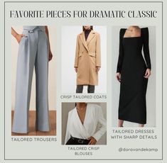 Classic Kibbe, Kibbe Dramatic, Style Analysis, Academia Outfits, Dramatic Classic, Classic Style Outfits, Dramatic Style, Dark Winter