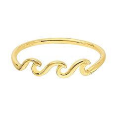 This 14k gold ring will get you thinking about a day at the beach. It is highlighted by three polished waves. Wear it alone or stack with other bands for a laid-back look you'll love. This 14k gold ring will get you thinking about a day at the beach. It is highlighted by three polished waves. Wear it alone or stack with other bands for a laid-back look you'll love.Click on this JEWELRY & WATCHES GUIDE to learn about fit, styles, materials and more! Nickel free Metal: 14k gold Packaging: boxed Wi Gold Packaging, Gold Wave Ring, String Bracelet Patterns, Gold Waves, A Day At The Beach, Wave Ring, Birthday Wishlist, String Bracelet, Day At The Beach