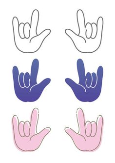 two hands making the number one sign with their fingers in different colors and shapes, on a white background