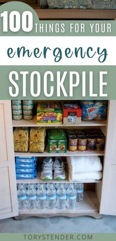 Preppers for beginners. How to prepare in a small space. 100 things to stockpile for an emergency. Shelf stable items you should always have in your pantry. Emergency Preparedness Kit List, Storm Preparedness, Emergency Preparedness Checklist, Emergency Preparedness Food Storage, Emergency Preparedness Food, Emergency Essentials, Emergency Prepardness, Emergency Binder, Emergency Food Storage