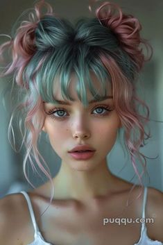 Teal Hair Color, Fantasy Hair Color, Pink Ombre Hair, Hair Color Unique, Teal Hair, Haircut Inspiration, Hair Color And Cut, Summer Hair Color, Hair Inspiration Color