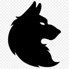 a black and white silhouette of a wolf's head