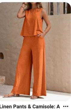 Casual Orange Sleeveless Sets, College Outfits Fall, Pantalon Thai, Christmas Outfit Aesthetic, Outfits Nyc, Office Casual Outfit, Solid Tank Tops, Athleisure Fashion, Cotton Bottoms