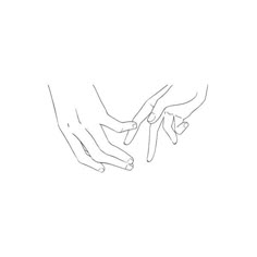 two hands reaching towards each other with one hand holding the other's finger, in front of a white background