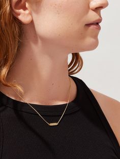 Engravable Gold Bar Necklace - ID Slim | Ana Luisa Jewelry Gold Bar Pendant, Engravable Jewelry, Tiny Necklace, Engraved Bar Necklace, Detailed Jewelry, Gold Bar Necklace, Bar Pendant, Engraved Jewelry, Gold Bar