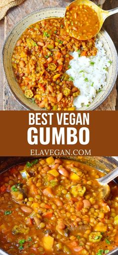 vegan gumbo recipe with beans and rice in a bowl