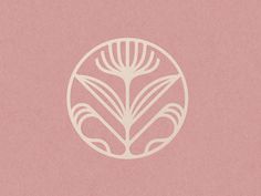 a white flower in a circle on a pink background with the word,'flowers '