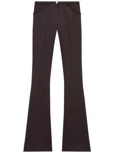 brown low-rise concealed fly and button fastening belt loops classic five pockets bootcut Bootcut Trousers, Winter Fit, Yoko London, Airport Fashion, Bell Bottom Pants, Flare Trousers, Exclusive Fashion, Airport Style, Bell Bottoms