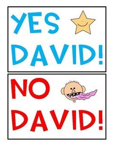 there is a sign that says yes david and no david with an image of a baby