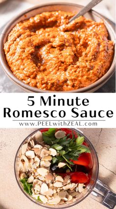 some food is in a bowl and the words 5 minute rome sauce are above it