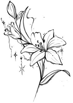 a black and white drawing of flowers