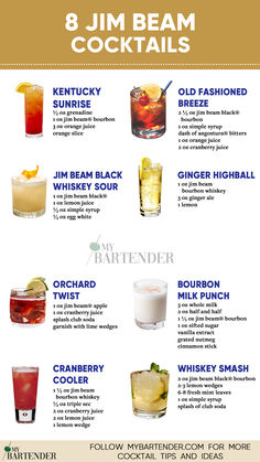 Jim Beam Cocktails Jim Beam Vanilla Recipes, Mixers For Whiskey, Jack Daniels Drinks Recipes, Drinks With Jim Beam, Peach Jim Beam Drinks, Jim Beam Drinks, Old Fashioned Recipes Cocktail Whiskey, Jim Beam Cocktails, Whiskey Mixed Drinks