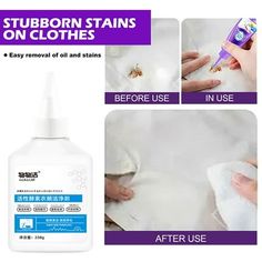 the product is being used to remove stains from clothes and make them look like they have been