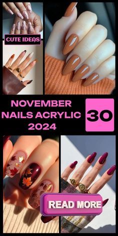 Neutral Nails Pink Classy, Fall Acrylic Nail Designs 2024, Pink November Nails, November Nail Colors 2024, November Acrylic Nail Designs, November 2024 Nails, November Nails 2024, Nails November 2024, November Nails Acrylic