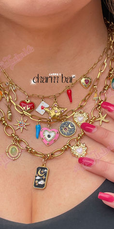 Create your own charm necklace Make Your Own Charm Necklace, Dope Jewelry, Jewelry Essentials, Funky Jewelry, Stacked Jewelry