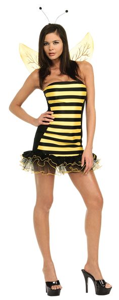 Womens/Teens Secret Wishes Busy Bee Costume - HalloweenCostumes4U.com - Adult Costumes Bee Fancy Dress, Bumble Bee Costume, Indian Dress Up, Yellow Striped Dress, Cape Costume, Bee Costume, Zombie Girl, Animal Costumes, Costumes For Sale