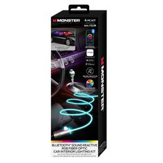 an image of a car interior lighting kit in the packaging for a new model vehicle