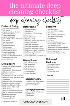 deep cleaning checklist House Cleaner Checklist, Deep Cleaning List, Cleaning House Hacks, Realistic Cleaning Schedule, House Deep Cleaning, Deep Cleaning Lists, Deep Cleaning Schedule, Cleaning Hacks Bedroom, Cleaning Chart