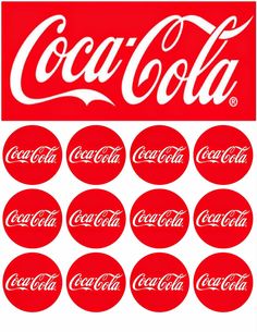 coca - cola stickers are shown in red and white, with the word's logo