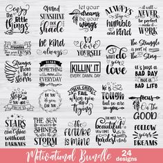 the inspirational bundle includes 25 different hand lettering styles