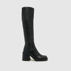 Platform Knee Boots, Mid Calf Leather Boots, Square Boots, Calf Leather Boots, Platform Knee High Boots, Black Knee Boots, Ugg Classic Ultra Mini, Black High Boots, Boots Flat