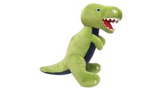 a stuffed toy dinosaur with its mouth open