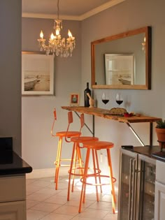 the kitchen is clean and ready to be used as a dining room or living room