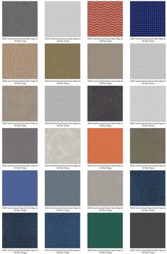 the color chart for different fabrics