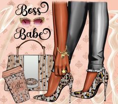 a woman's legs wearing high heels and holding a purse with the words boss babe on it