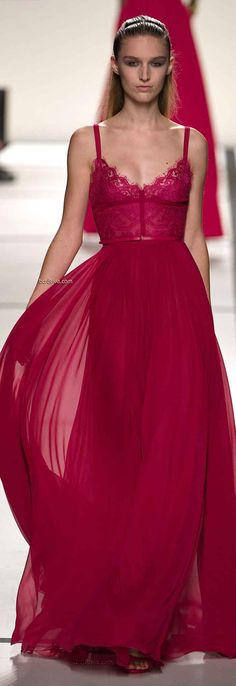 Elie Saab Spring 2014 Ready to Wear Paris Fashion Week - love the color! Raspberry Dress, Colour Outfit, Mena Suvari, Elie Saab Spring, Moda Paris, Sharon Stone, Gorgeous Gowns, Marchesa, Elie Saab