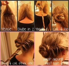 Super easy, cute hairstyle!! Perfect for when running late. (for when my hair grows) 1912 Hairstyles, Hair Bun Tutorial, Easy Updos, Solitaire Diamond, Hair Envy, Hair Today, Great Hair, Hair Dos, Hair Skin