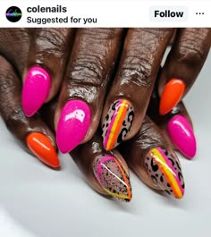 Brown Hands, Pedi Designs, Neon Acrylic Nails, Nail Place, Nails Pretty, Abstract Nail Art, Nice Nails, Polish Ideas, Dope Nail Designs