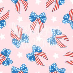 an american flag pattern with bows and stars