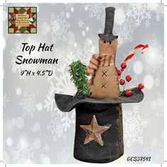 the top hat snowman is on display