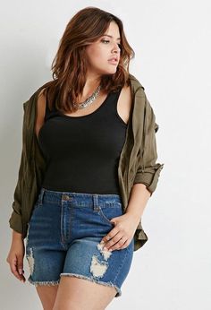 outfits para gorditas, ropa para gorditas Plus Size Summer Fashion, Plus Size Summer Outfits, Plus Size Summer Outfit, Denim Cutoffs, Stylish Plus, Summer Fashion Trends, Plus Size Summer