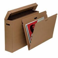 an open file box with a magazine in the front and side opening to show a woman's face