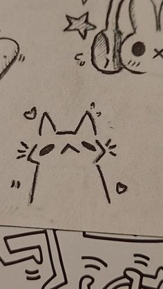 a drawing of a cat has been drawn on paper