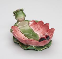 PRICES MAY VARY. Exquisitely detailed. Makes for a great gift or an excellent complement to your décor Great Ceramic Craftsmanship Colorful and unique Hand Painted Elegantly & Detail Sculpture Design Fine Ceramic Hand Painted Lady Frog on Water Lily Lotus Flower Soap Dish or Nic Nac Dish, 6-1/4" L Ceramic Creatures, Ceramic Lily Pad, Water Lily Ceramic, Pottery Flower Frog, Flower Frogs Ceramic, Lily Pad Ceramic Bowl, Soap Dish For Shower, Lily Lotus