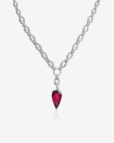 Elegant Ruby Briolette Necklace, Formal Ruby Drop Necklace, Formal Drop Ruby Necklaces, Elegant Red Necklace With Detachable Pendant, Elegant Ruby Teardrop Pendant Necklace, Elegant Red Gemstone Drop Necklace, Elegant Red Drop Necklace, Stephen Webster Jewelry, Couples Wedding Bands