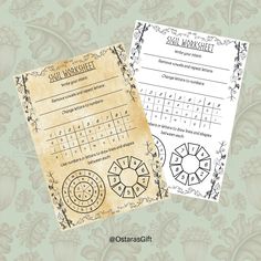 two printable worksheets with numbers and symbols on them