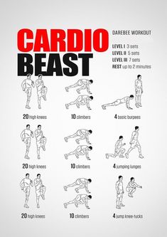 the cardio beast workout poster shows how to do it