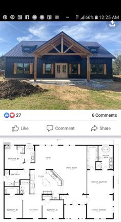 the floor plan for a small cabin home