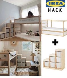 the bunk bed is made out of wood and has two drawers on each side, one with