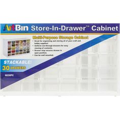 artbin store - in - drawer cabinet with dividers, 30 compartments, white